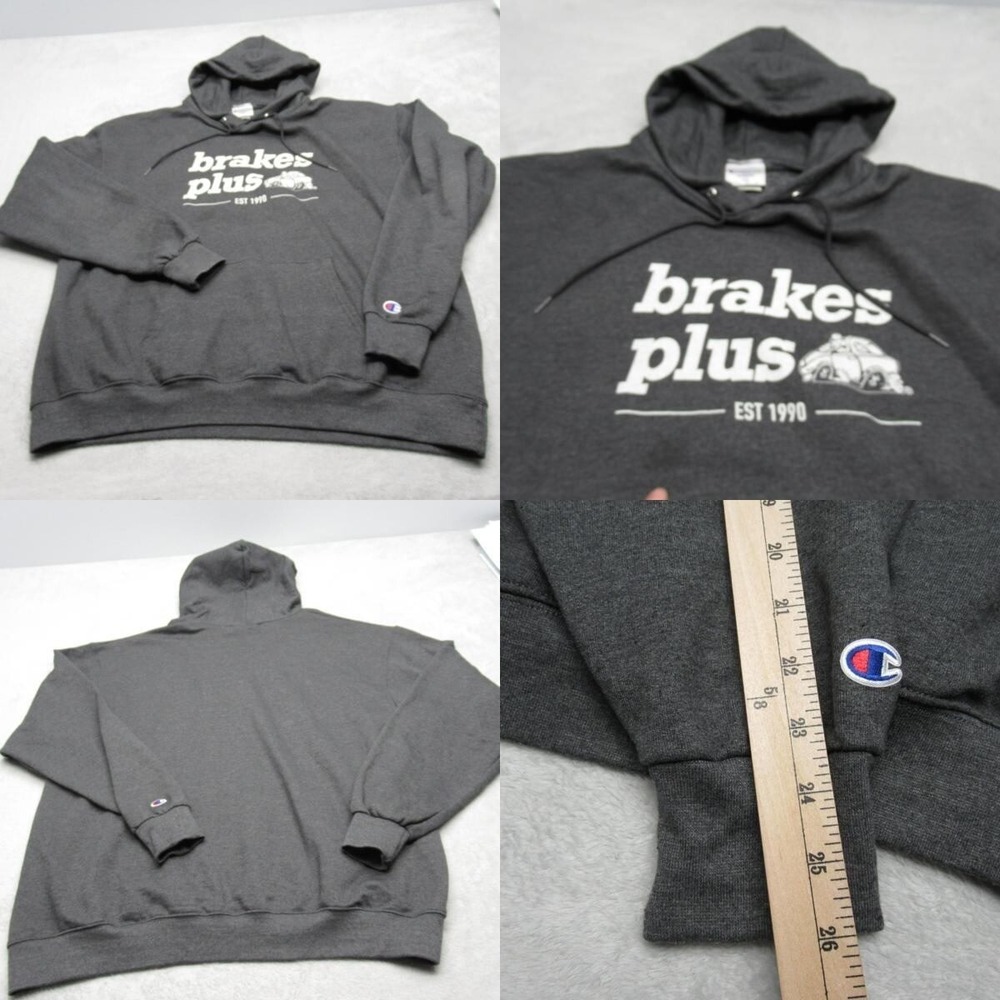 Champion Brakes Plus Hoodie Men 2XL Gray Employee Uniform Pullover Sweatshirt